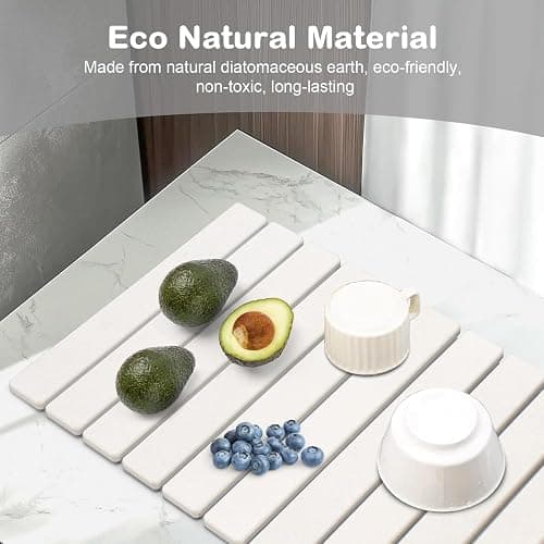 Large Stone Dish Drying Mats for Kitchen Counter, Eco - Friendly Diatomaceous Stone Mats, Non - Slip Collapsible Absorbable Stone Dish Drying Mat for Multi - Purpose, Match Any Countertop, 24"×16" thumbnail 5