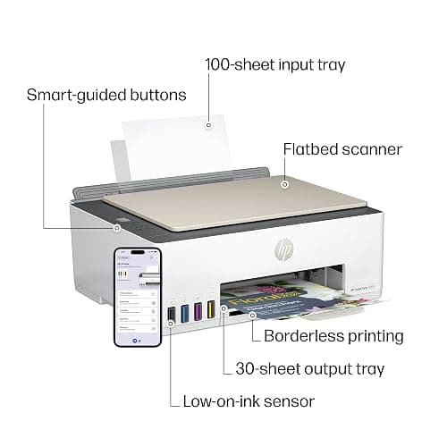HP Smart Tank 5000 Wireless All-in-One Ink Tank Printer, Scanner, Copier with 2 Years of Ink Included, Best-for-Home, Cartridge-Free, Refillable, AI-Enabled (5D1B6A) thumbnail 11