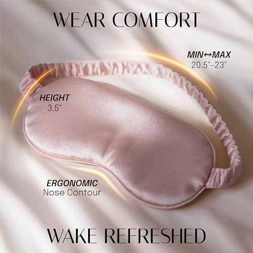 OLESILK 100% Mulberry Silk Sleep Mask for Women - Zero-Pressure Blackout | Eye mask for Sleeping with Breathable Silk Filling. No Headaches, No Hair Pull. Travel or Nap, Giftable. Earplugs+Bag thumbnail 4