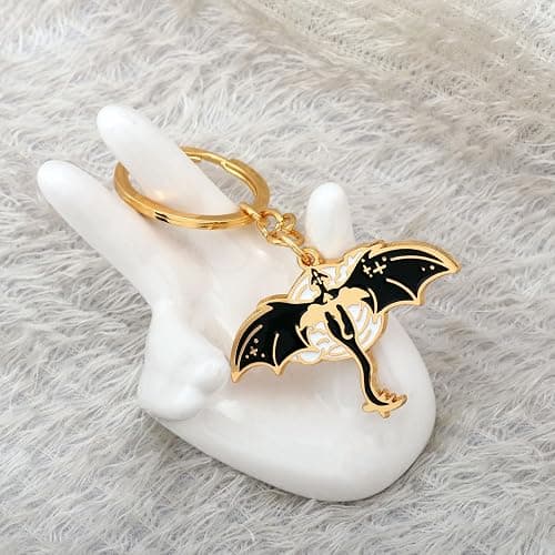 SONGCHANGJEWELRY Black Dragon Keychain Inspired by Fourth Wing – Fantasy Book Accessory with Gold Finish – Gothic Silhouette Pendant for Fans & Collectors thumbnail 6