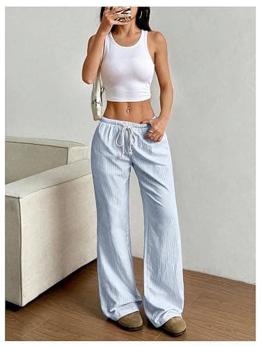 SOLY HUX Women's Drawstring Straight Leg Baggy Pants Casual Lounge Pants Trousers with Pocket thumbnail 5