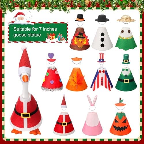 Weysat 10 Set St. Patrick's Day Mini Desk Goose Outfit Holiday Bundle Easter Mexican Spring Magnetic Geese Statue Felt Fabric Costume for 7 Inch Desktop Goose Table Decor Gifts(Rustic Style,Felt) thumbnail 3