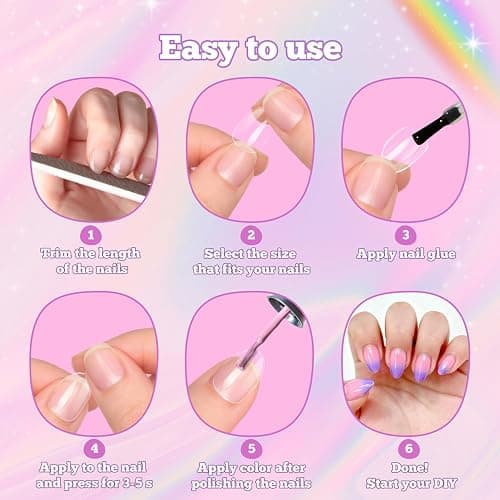 krofaue Almond Kids Nail Tips - Soft Gel Extra Short Press on Nails | 240Pcs 12 Sizes for Children Girls Clear Almond Fake Nails for DIY Manicure 9-12 years old thumbnail 5