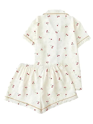 Remidoo Women's Silk Satin Pajama Set Striped Button Up Pjs Short Sleeve Loungewear thumbnail 2