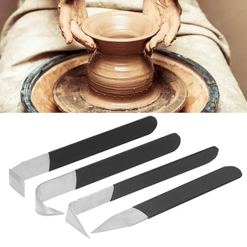 GBSCLOVER Pottery Trimming Tools 4Pcs, Stainless Steel Pottery Clay Trimming Tools, Safe Pottery Clay Tools for Engraving, Shaping, Styling Clay Pottery, Sculpture thumbnail 2