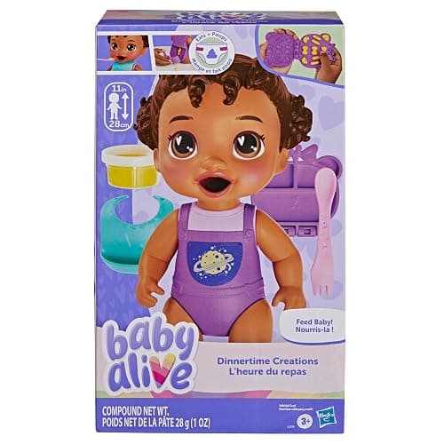 Baby Alive Dinnertime Creations, Black Hair Doll with Play Food Accessories, 11 inches, Toys for 3+ Year Old Girls and Boys thumbnail 3