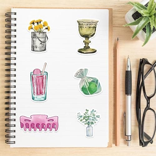 Lot de 200 autocollants esthétiques alimentaire, autocollants en vinyle, mignons et girly, pour bagages, scrapbooking, skateboard, guitare, cadeau pour adolescentes, enfants et filles. thumbnail 5