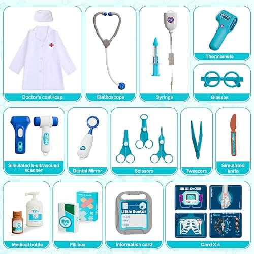 AuroTops Doctor Kit for Toddlers 3-5, 26 Pcs Kids Doctors Play Set | Gifts for 3 Year Old Boys Role Play Toy Medical Cart Doctor Toys Educational Toys for Boys & Girls Birthday Gifts Ages 3-8 thumbnail 4