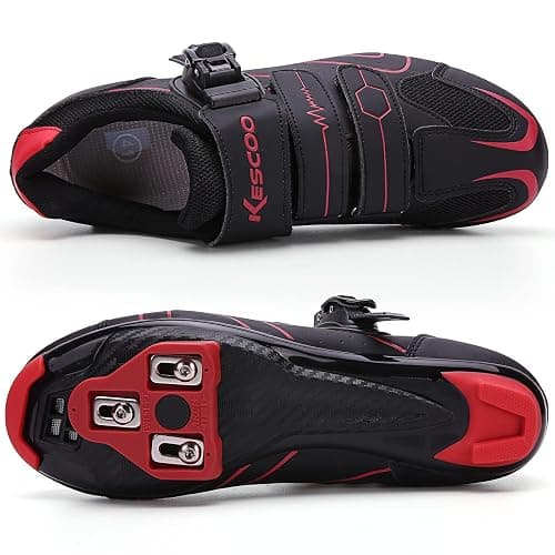 KESCOO Mens Womens Cycling Shoes Compatible with Peloton Road Bike | Indoor Outdoor Road Bike Riding Shoes, Look Delta Cleats Pre Installed, Clip in Pedal, Breathable, Sturdy Outsole thumbnail 3