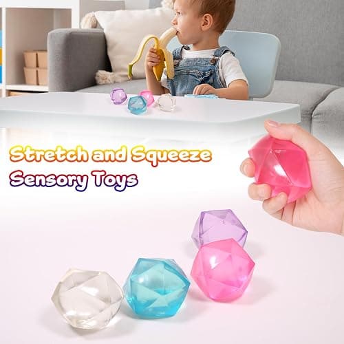 4pcs Mini Small 1.8inch Masonry Ice Squishy Stress Balls-Polyhedron Diamond Sugar Balls Slow Rise-Fidget Toy for Kids Gel Filled Classroom, Calming Toys Anxiety Children Teens (4pcs) thumbnail 6