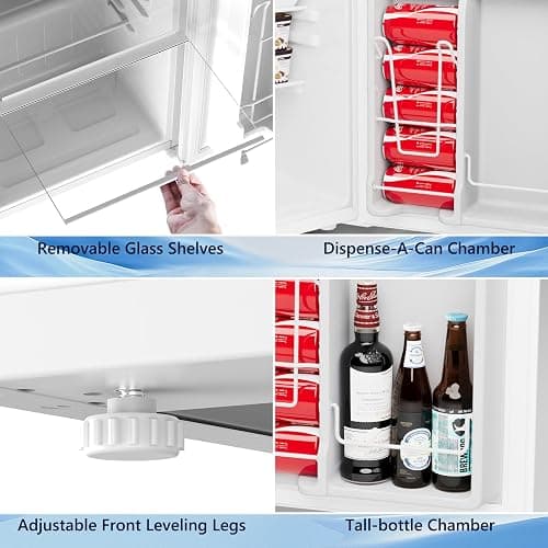 COWSAR 3.2 Cu.Ft Mini Fridge with Freezer for Bedroom Dorm, White | Single Reversible Door, 7 Temperature Settings, Energy Saving, 2 Removable Glass Shelves, Small Refrigerator for Apartment thumbnail 4