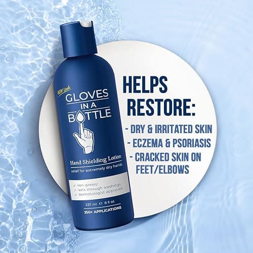 Gloves In A Bottle Shielding Lotion – Long-Lasting Barrier Moisturizer for Dry, Cracked Hands & Sensitive Skin | Non-Greasy, Fragrance Free Lotion | Safe for Men, Women & Babies 6 Months+ | 8 oz thumbnail 8
