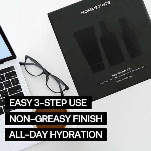 HommeFace Men’s Daily Trio 3-Step Daily Routine Set with Face Wash, Herbal Spray Toner & Moisturizer - Korean Skincare Technology with CICA, Tea Tree Leaf & Witch Hazel Extracts, for All Skin Types thumbnail 2