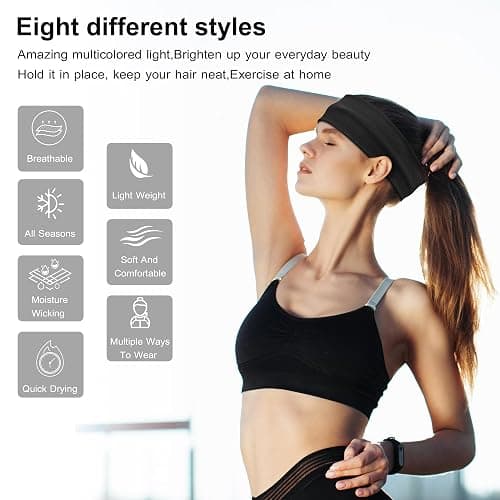 Ztomine Headbands for Women, 8pcs Stretchy Non Slip Soft Cotton Cloth Hair Bands for Sports, Workout, Yoga and Running thumbnail 2