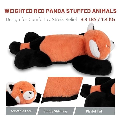 Niuniu Daddy 20" | 3.3 Pound Red Panda Weighted Stuffed Animals Plush Toy, Small Pillowfort Weighted Plush Animals for Kids Adults, Heavy Beads Body Stuffed Animal Pillow for Gift Birthday Christmas - Red Panda - Medium thumbnail 6