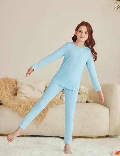 Arshiner Girls Clothes 2 Piece Fall Outfits Slim Long Sleeve Shirt and Leggings Set Kids Thermal Underwear sets thumbnail 5