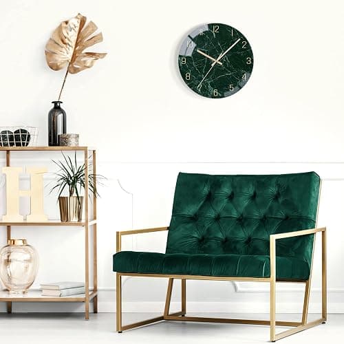 VIKMARI Glass Wall Clock Silent Non Ticking Wall Clock- 12 Inch Quality Quartz Battery Operated Round Easy to Read Home/Office/Classroom/School Clock (Dark Green) thumbnail 2