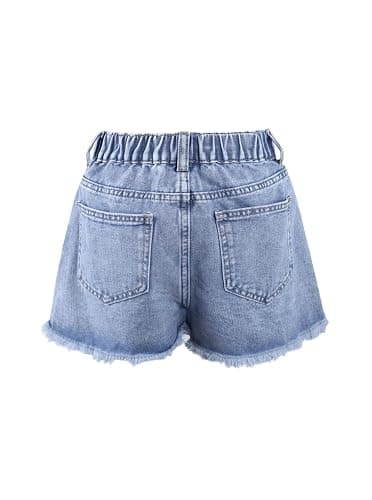 Ecolala Girls Jean Shorts Pearl Bownot Ripped Distressed Cute Straight Leg Denim Shorts thumbnail 2