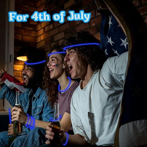 50 Pcs 8" Blue Glow Sticks, Glow Necklaces and Bracelets Set with Connectors – Bright Neon Glow in The Dark Party Favors for Birthday Christmas New Year Halloween 4th of July Wedding Carnival thumbnail 4