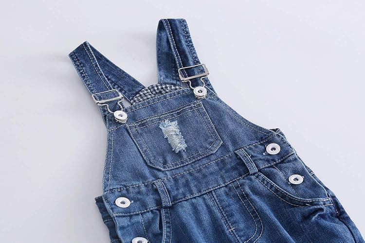 KIDSCOOL SPACE Baby Boy Girl Jean Overalls,Toddler Ripped Denim Cute Workwear thumbnail 6