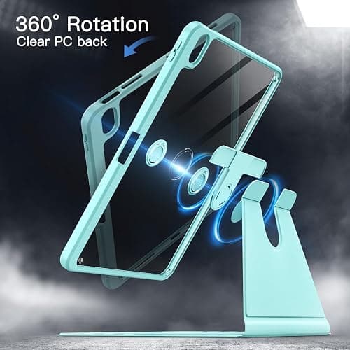 JETech Rotating Case for iPad Air 11-Inch M3/M2 (2025/2024), iPad Air 5/4 (2022/2020 5th/4th Generation), 360 Degree Rotation Protective Stand Cover Clear Back, Auto Wake/Sleep (Mint Blue) thumbnail 3