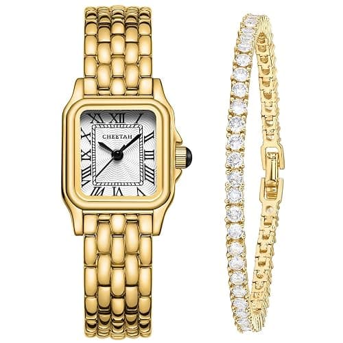 CHEETAH Women’s Gold Bangle Watch and Bracelet Set - Image 1