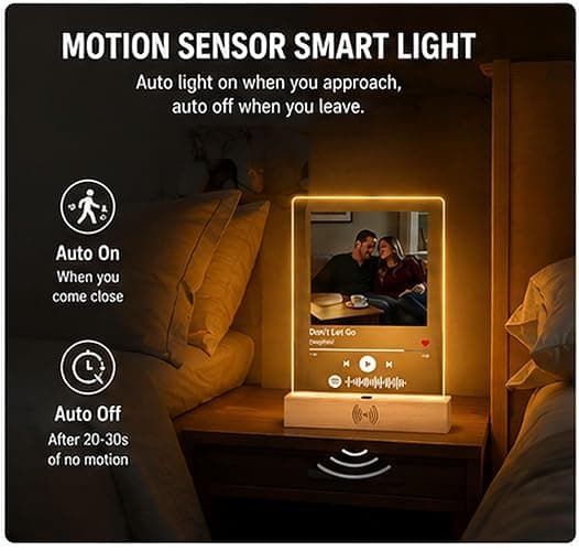 Custom Song Plaque with Built-in Music Player & Motion Sensor Light, Personalized Photo Music Plaque Gift for Girlfriend Boyfriend, Anniversary Birthday Wedding Valentine's Day Gifts thumbnail 3