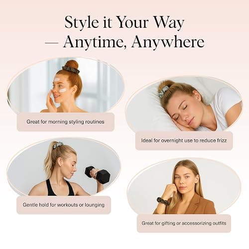Kitsch Scrunchies for Women - No Crease Hair Ties for Girls | Scrunchies For All Hair Types and Textures, Perfect for Day or Night | Ideal Gifts for Women - Moss Green, 5 Pcs thumbnail 5