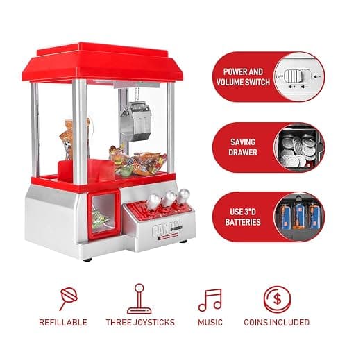 Trintion Mini Claw Candy/Sweet Grabber Machine for Kids Party Arcade Machine for Chocolate Small Toys Treats Claw Machine Game Prize Sweet Dispenser Grab Machine Coins Included (30.5cm x 22cm x 17cm) thumbnail 4
