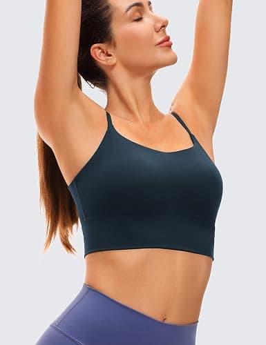 CRZ YOGA Adjustable Longline Sports Bra for Women - V Back Wireless Workout Padded Yoga Camisole Cropped Tank Tops thumbnail 3