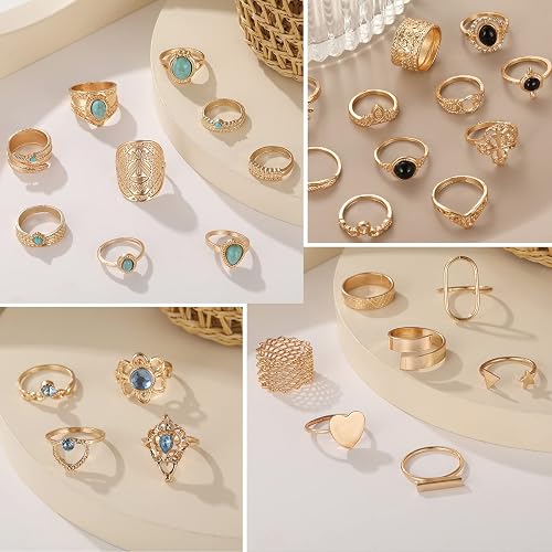17 MILE 82 Pcs Vintage Silver Knuckle Rings Set for Women, Bohemian Stackable Joint Finger Rings, Retro Stone Crystal Stacking Midi Rings Pack thumbnail 6