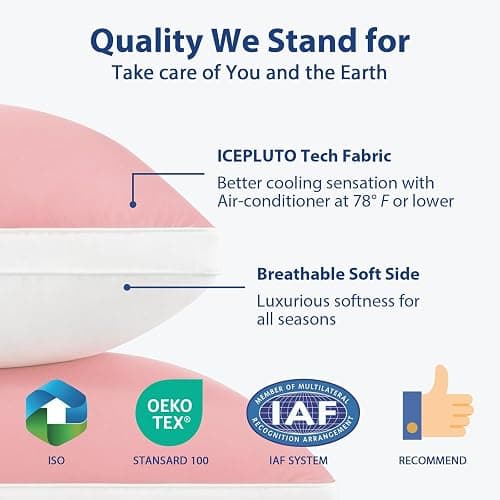 MEELUS Silky Soft Pillows Queen Size Set of 2, Reversible Down Alternative Bed Pillows, Skin Friendly Cool Fabric for Hair & Skin, Luxury Hotel Quality, Cooling Pink, 20 x 30 Inches thumbnail 8