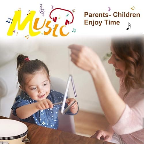 LOOIKOOS Toddler Musical Instruments Montessori Natural Wooden Percussion Instruments for Kids Preschool Educational Musical Toys Set for Boys and Girls with Storage Bag thumbnail 4