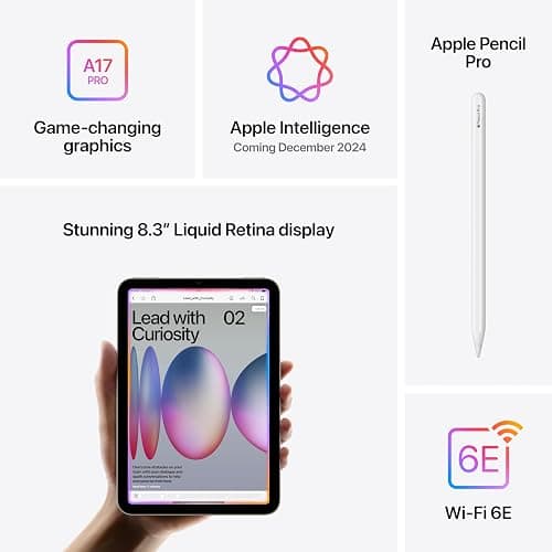 Apple iPad mini (A17 Pro): Apple Intelligence, 8.3-inch Liquid Retina Display, 256GB, Wi-Fi 6E, 12MP Front/12MP Back Camera, Touch ID, All-Day Battery Life — Starlight thumbnail 3