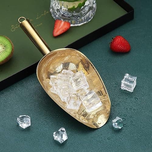 Gold Ice Scoop, Fashion Ice Cream Scoop, Premium Stainless Steel Cookie Scoop, Dog Food Scoop, Sturdy Flour Scoop, Utility Candy Scoop, Dishwasher Safe (8oz/9 Inch) thumbnail 2