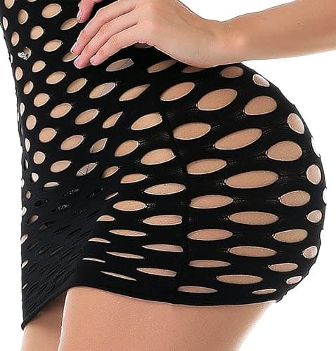 Vorifun Sexy Womens Strapless Fishnet Lingerie Sleepwear Mini Dress Tube Chemise Bodysuit One Size thumbnail 6
