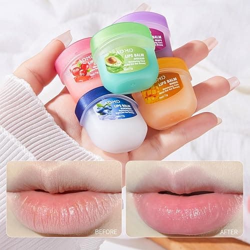 8-Pack Fruit Flavor Lip Balm Set, Mini Lip Mask for Daily Moisture & Overnight Care Helps Soothe Dry Lips thumbnail 4