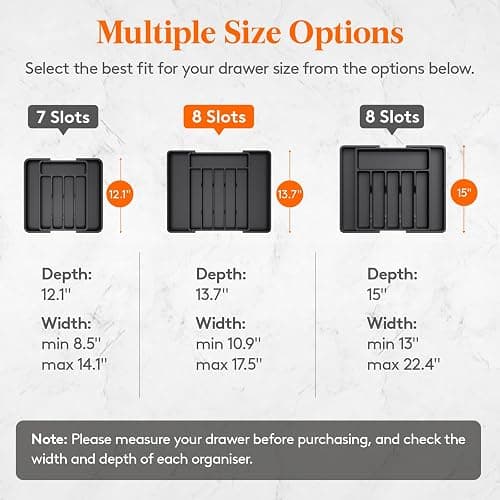 Lifewit Silverware Drawer Organizer, Expandable from 11 to 18 inches, Utensil Tray for Kitchen, BPA Free Flatware Cutlery Holder, Adjustable Plastic Storage for Spoons Forks Knives, Large, Black thumbnail 4