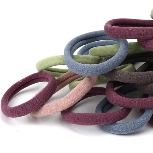 Qarwayoc 50PCS Large Hair Ties, Thick Cotton Seamless Hair Ties, Hair Elastic Ponytail Holders, No Damage for Thick Heavy Hair, 2 Inch in Diameter, 5 Colors - Image 1
