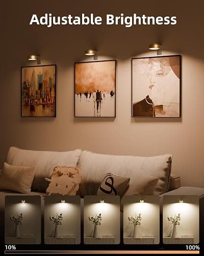 EZVALO Picture Lights for Wall, 2000mAh Rechargeable Battery Magnetic Poster Lights with 3 Color Temps & 12 RGB, Remote Dimmable Timer Painting Light, Wall Decor Light for Art Display, Frame (3 Pack) thumbnail 4