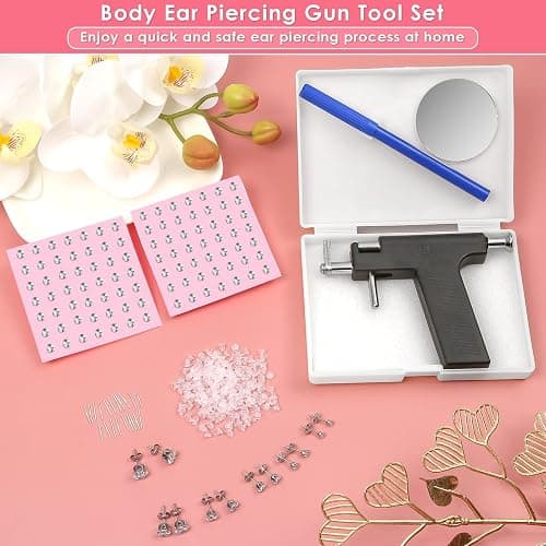 Professional Ear Piercing Gun Kit, Reusable Piercing Gun with Stainless Steel Piercing Earrings Studs, Crystal Earrings for At Home Salon Earlobe Cartilage Helix Tragus Piercing Tool Kit thumbnail 3