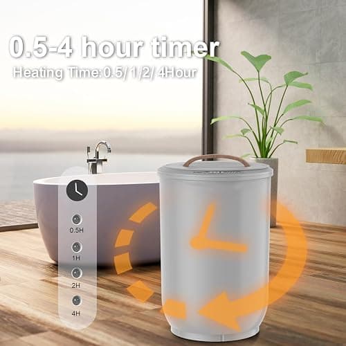 FLYHIT Large Towel Warmer for Bathroom - Heated Towel Warmers Bucket, Wood Handle, Auto Shut Off, Fits Up to Two 40"X70" Oversized Towels, Bathrobes, Blankets, for Mother's Gifts, Gray thumbnail 5