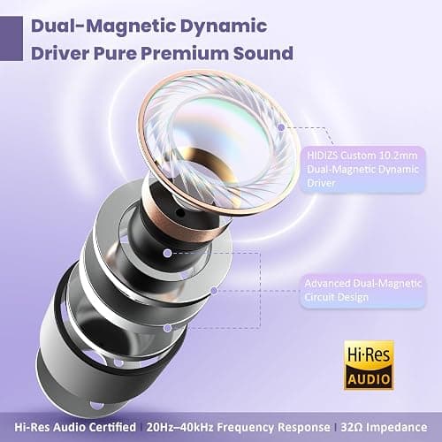 Hidizs MS1 Galaxy IEM Gaming Earphones - Dual Magnetic Engine for Immersive Gaming Sound Wired Earbuds/Inline Mic/Detachable 2-Pin Cable, 3.5mm Plug thumbnail 3