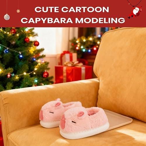 XUNBAI Cute Capybara Slippers for Kids,Toddler House Slippers,Kids Funny Soft Fuzzy Winter Animal Shoes for Girls Boys,Capybara Gifts thumbnail 7