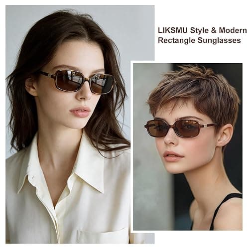 LIKSMU Trendy Rectangle Sunglasses for Women Men Retro Fashion 90s Small Square Shades Vintage Y2K Sun Glasses thumbnail 2