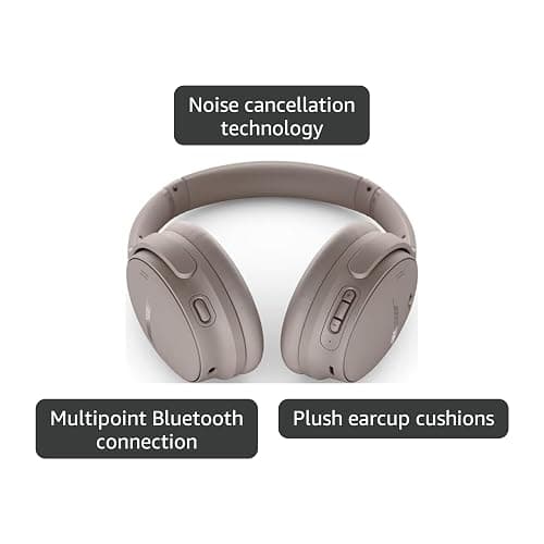 Bose QuietComfort Headphones - Wireless Bluetooth Headphones, Active Over Ear Noise Cancelling and Mic, USB-C Charging, Deep Bass, Up to 24 Hours of Playtime, Sandstone thumbnail 3