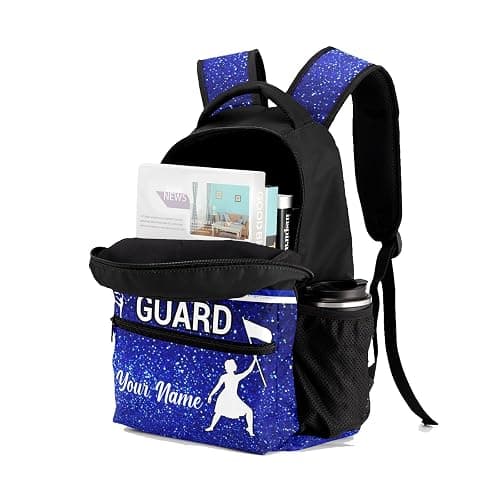 Pwwusark Custom Color Guard Backpack with Name - Personalized Schoolbag Color Guard Team Gift (Blue) thumbnail 4
