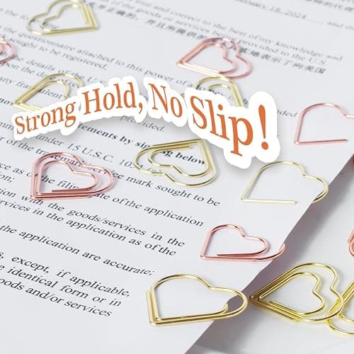 Love Heart Paper Clips, 100 Pack (Gold and Rose Gold), Cute Love Shaped Stainless Steel Metal Bookmarks for Document Note Sorting, Wedding Decoration, Crafts, Kids, Office Supplies thumbnail 5