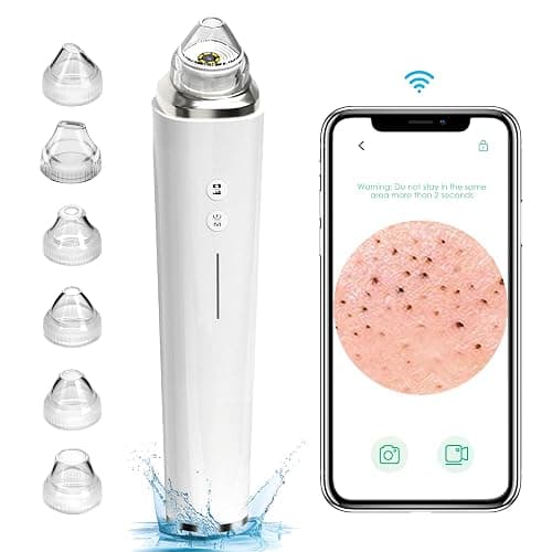 Blackhead Remover Pore Vacuum, 【[FDA Certification] 】 WiFi Visible Facial Pore Cleanser with HD Camera Pimple Acne Comedone Extractor Kit with 6 Suction Heads Electric Blackhead Suction Tool - Image 1