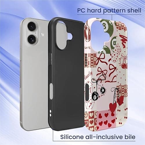 ZHEGAILIAN Case for iPhone 17,Durable Drop Protection Shockproof Silicone + Hard PC 2 in 1 Hybrid Protective Cover with Stylish Pattern Design - Retro Collage 8 Ball Cherry thumbnail 2